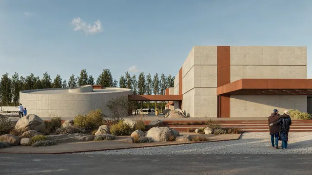 Lupa Wines — Industrial / Boutique Winery in Tunuyán, Mendoza, architectural render 1