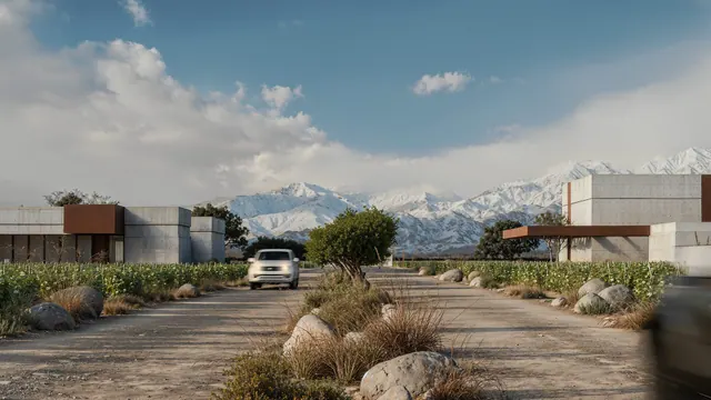 Lupa Wines — Industrial / Boutique Winery in Tunuyán, Mendoza, architectural render 5